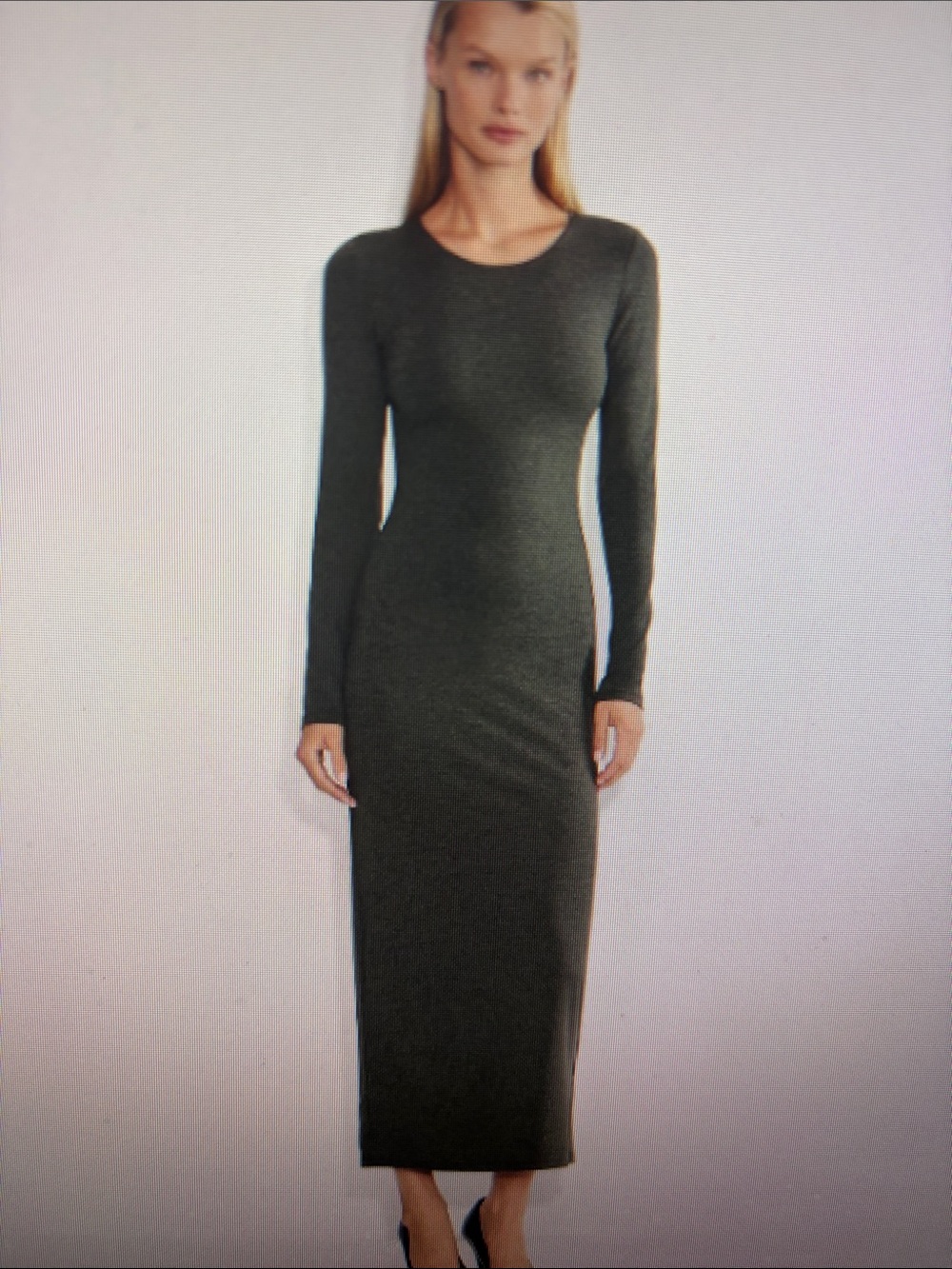Aritzia Contour Heather Grey Long-Sleeve Maxi Dress, med